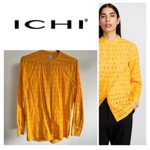 ICHI yellow eyelet shirt